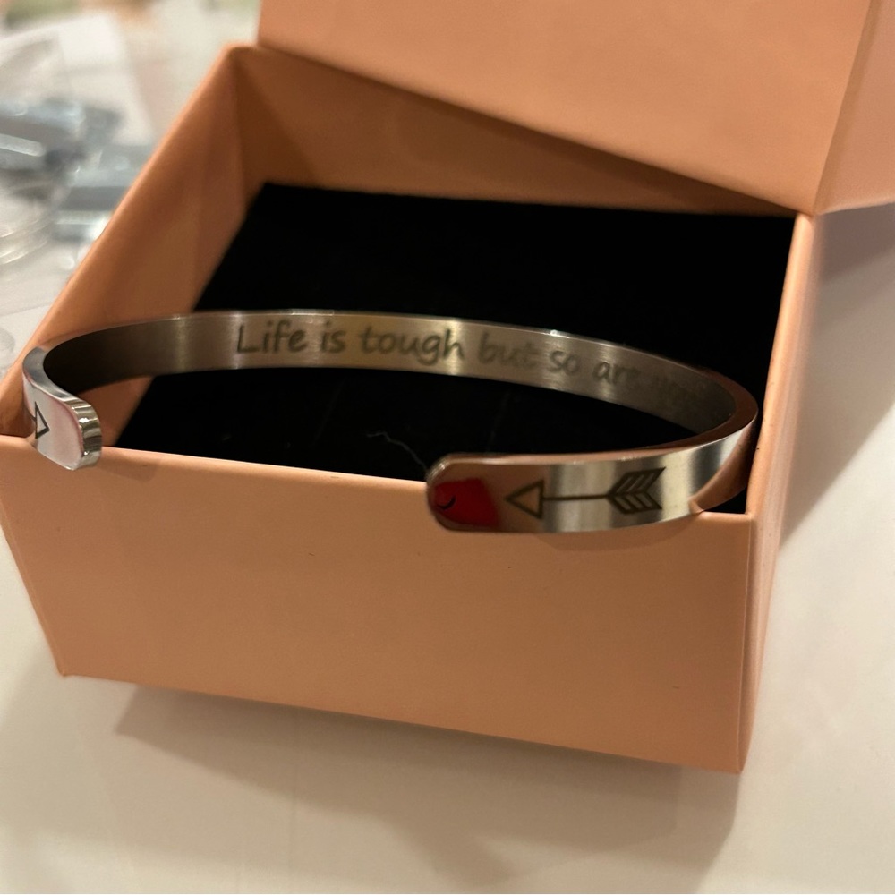 Inspirational Stainless Steel Cuff Bracelet - Picture 3 of 13